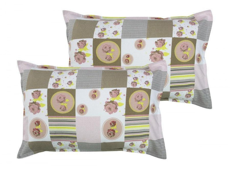 Cotton Check Flower Pillow Covers Pack Of 2 freeshipping - Airwill