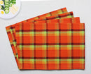 Cotton Iran Check Orange Table Placemats Pack Of 4 freeshipping - Airwill