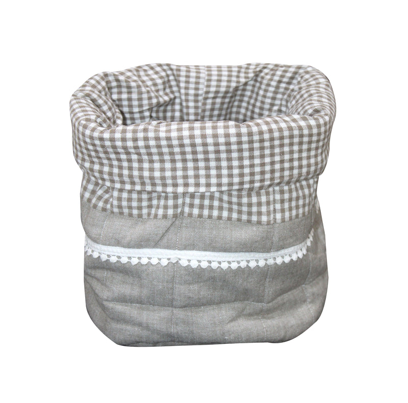 Cotton Grey Solid and Check Fruit Basket Pack Of 1 freeshipping - Airwill