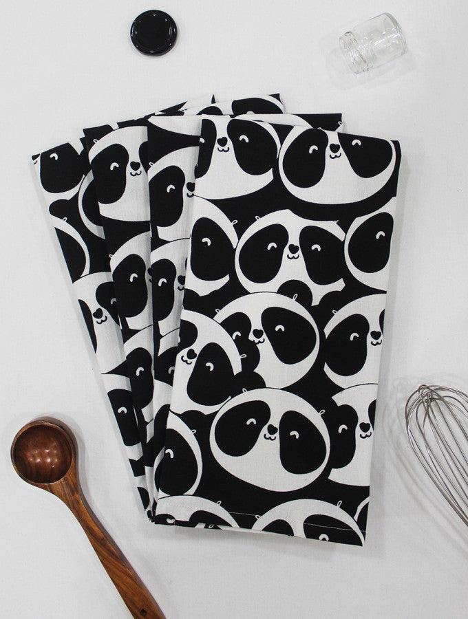 Cotton Black Panda Kitchen Towels Pack Of 4 freeshipping - Airwill