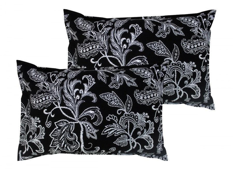 Cotton Black Flower Pillow Covers Pack Of 2 freeshipping - Airwill