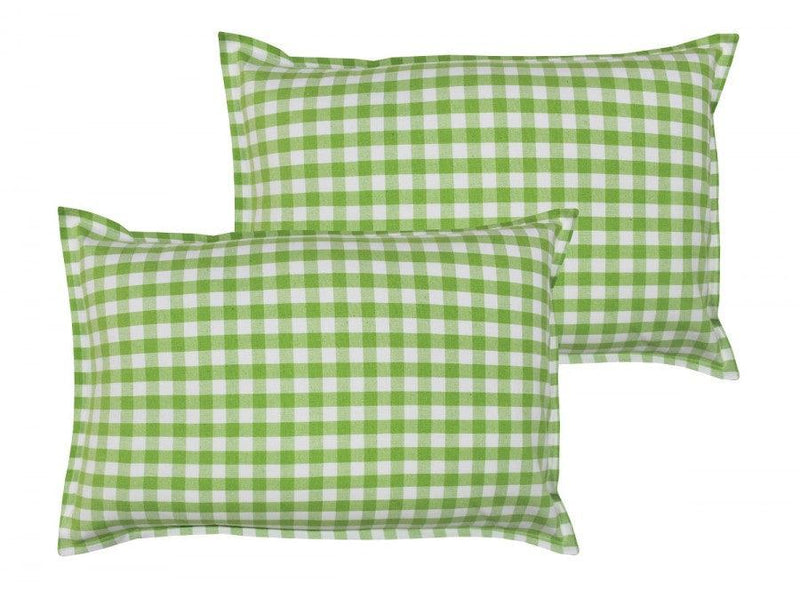 Cotton Gingham Check Green Pillow Covers Pack Of 2 freeshipping - Airwill