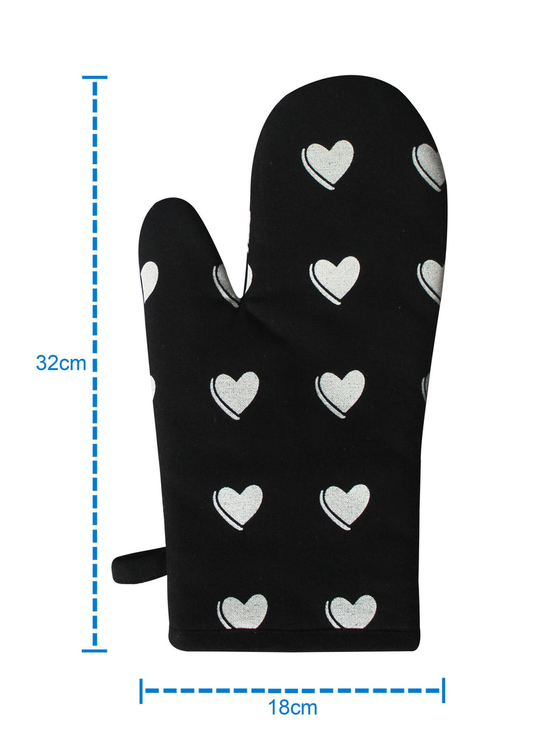 Cotton Black Heart Oven Gloves Pack Of 2 freeshipping - Airwill
