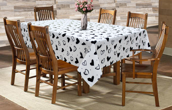 Cotton White Heart 6 Seater Table Cloths Pack Of 1 freeshipping - Airwill