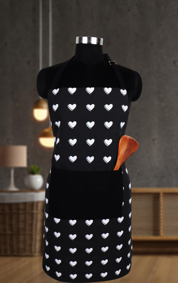 Cotton Black Heart With Solid Pocket Free Size Apron Pack Of 1 freeshipping - Airwill