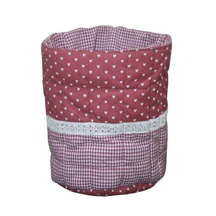 Cotton Small Red Heart Check Fruit Basket Pack Of 1 freeshipping - Airwill