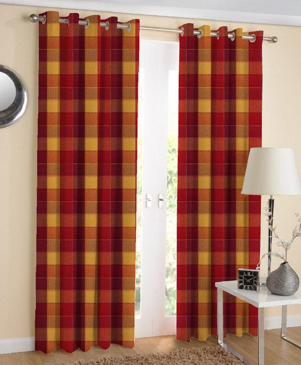 Cotton Dobby Red 7ft Door Curtains Pack Of 2 freeshipping - Airwill