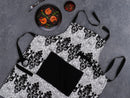 Cotton Black and White Damask With Solid Pocket Free Size Apron Pack Of 1 freeshipping - Airwill