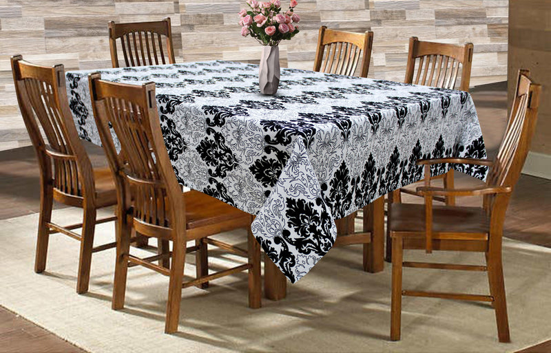 Cotton Black & White Damask 6 Seater Table Cloths Pack Of 1 freeshipping - Airwill