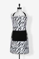 Cotton White Tiger Stripe With Solid Pocket Free Size Apron Pack Of 1 freeshipping - Airwill