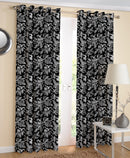 Cotton Black Flower Long 9ft Door Curtains Pack Of 2 freeshipping - Airwill