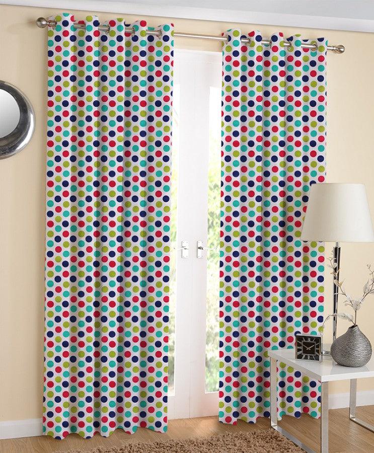 Cotton Singer Dot 7ft Door Curtains Pack Of 2 freeshipping - Airwill