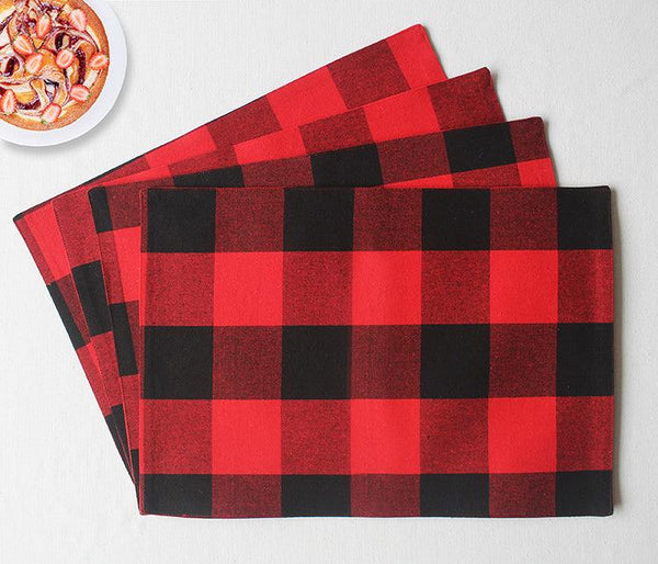 Cotton Big Check Table Placemats Pack Of 4 freeshipping - Airwill