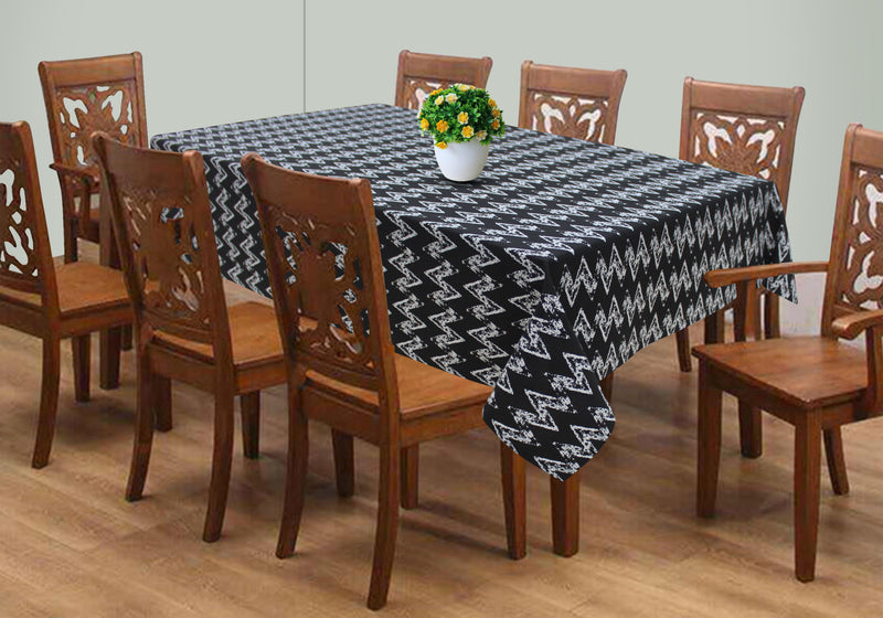 Cotton Zig-Zag Black 8 Seater Table Cloths Pack Of 1 freeshipping - Airwill