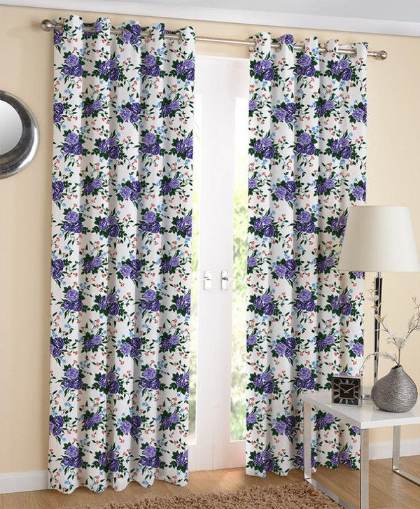 Cotton Violet Rose 7ft Door Curtains Pack Of 2 freeshipping - Airwill