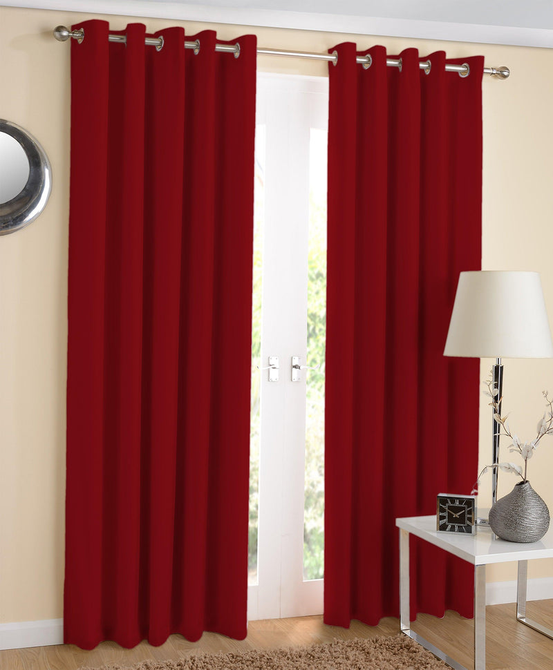 Cotton Solid Cherry Red Long 9ft Door Curtains Pack Of 2 freeshipping - Airwill