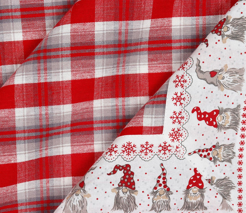 Cotton Red Check with Xmas Border 6 Seater Table Cloths Pack of 1 freeshipping - Airwill