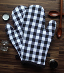 Cotton Gingham Check Black Oven Gloves Pack Of 2 freeshipping - Airwill