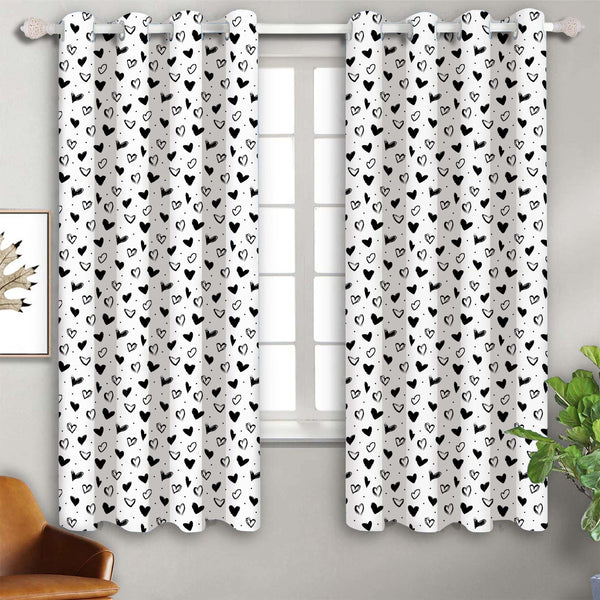 Cotton White Heart 5ft Window Curtains Pack Of 2 freeshipping - Airwill