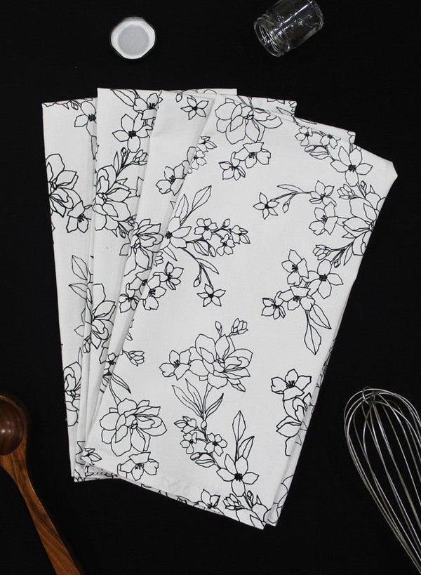 Cotton Pencil Flower Kitchen Towels Pack Of 4 freeshipping - Airwill