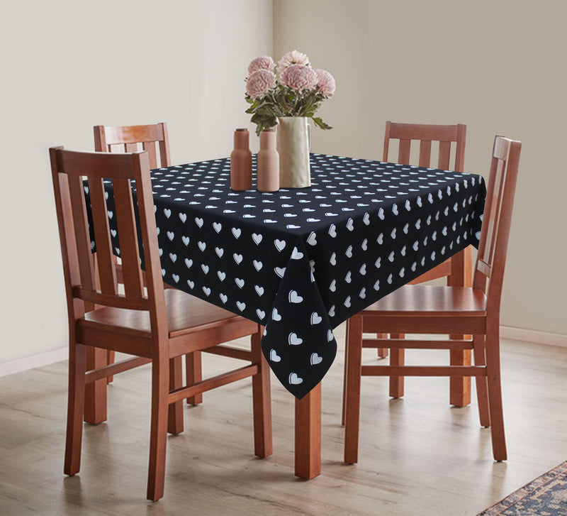 Cotton Black Heart 4 Seater Table Cloths Pack Of 1 freeshipping - Airwill