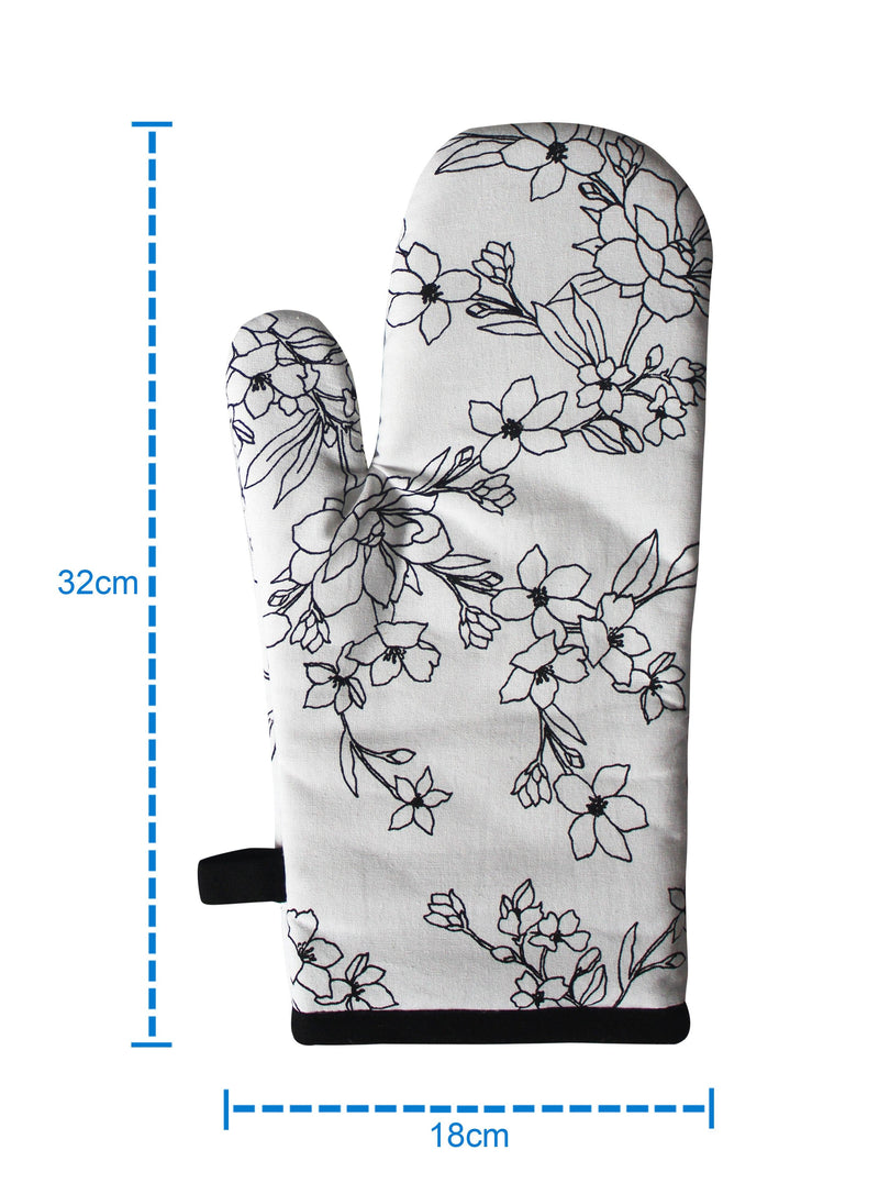 Cotton Pencil Flower Oven Gloves Pack Of 2 freeshipping - Airwill