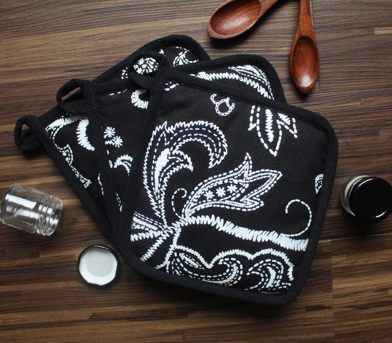 Cotton Black Flower Pot Holders Pack Of 3 freeshipping - Airwill