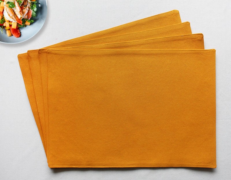 Cotton Solid Yellow Table Placemats Pack of 4 freeshipping - Airwill