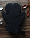 Cotton Solid Black Oven Gloves Pack Of 2 freeshipping - Airwill