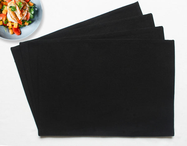 Cotton Solid Black Table Placemats Pack of 4 freeshipping - Airwill