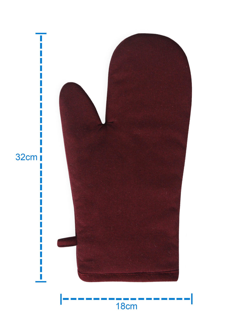Cotton Solid Maroon Oven Gloves Pack Of 2 freeshipping - Airwill