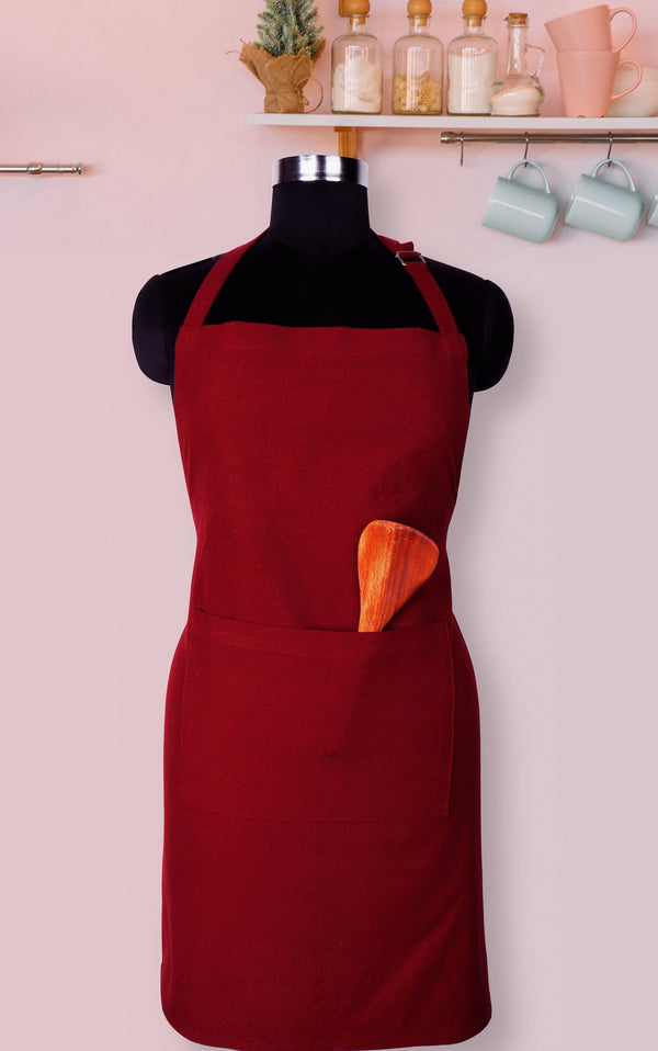 Cotton Solid Maroon Free Size Apron Pack Of 1 freeshipping - Airwill