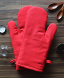 Cotton Solid Red Oven Gloves Pack Of 2 freeshipping - Airwill