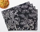 Cotton Black Flower Table Placemats Pack Of 4 freeshipping - Airwill