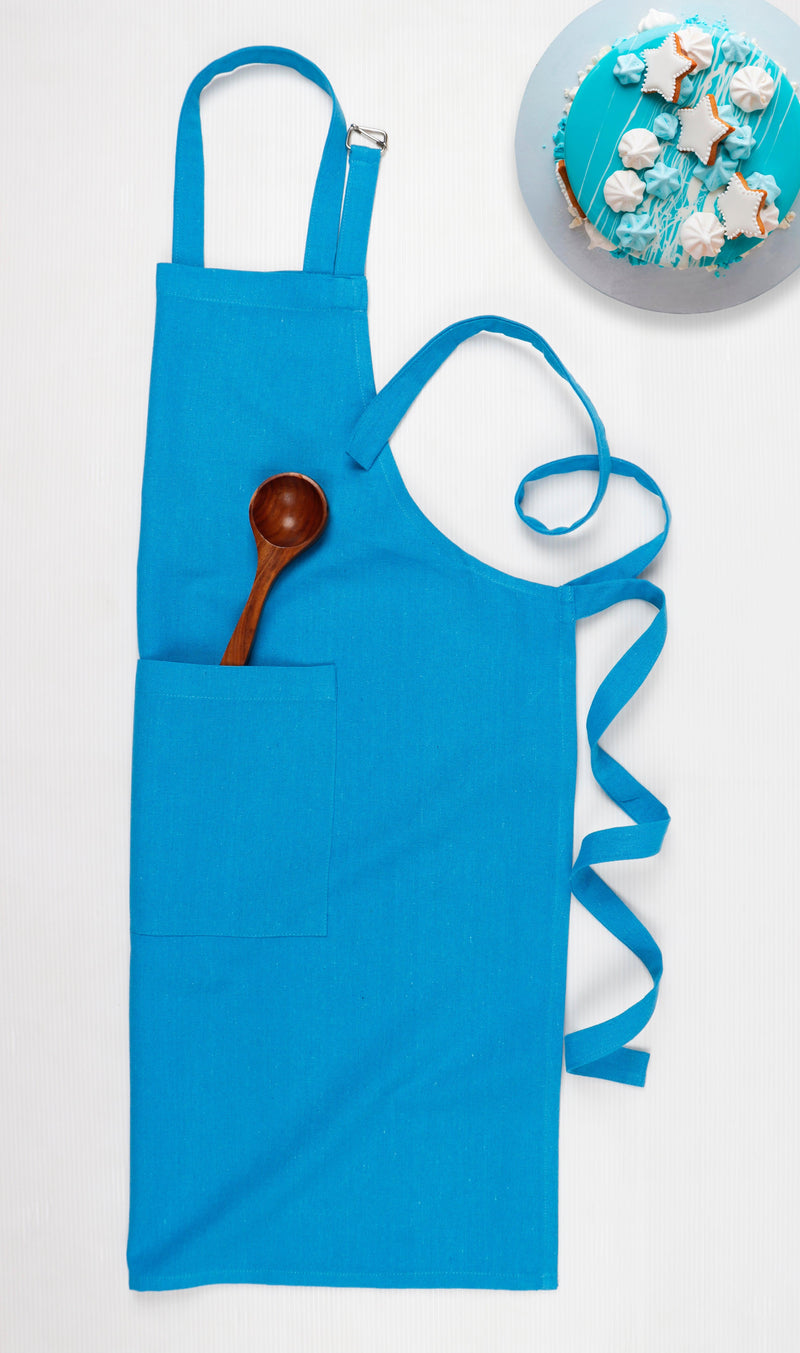 Cotton Solid Turquoise Blue Free Size Apron Pack Of 1 freeshipping - Airwill