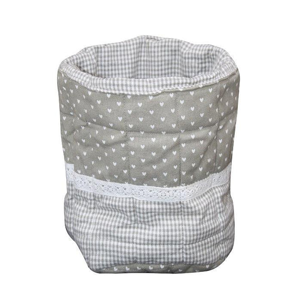 Cotton Small Grey Heart Check Fruit Basket Pack Of 1 freeshipping - Airwill