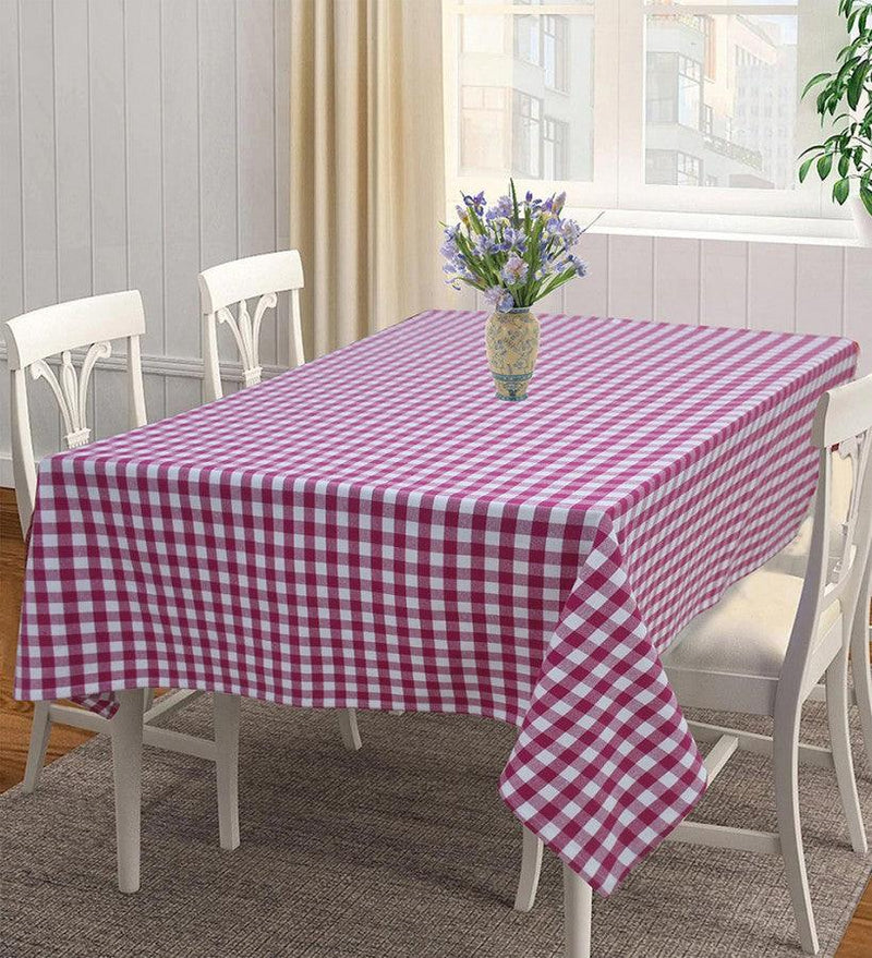 Cotton Gingham Check Rose 4 Seater Table Cloths Pack Of 1 freeshipping - Airwill