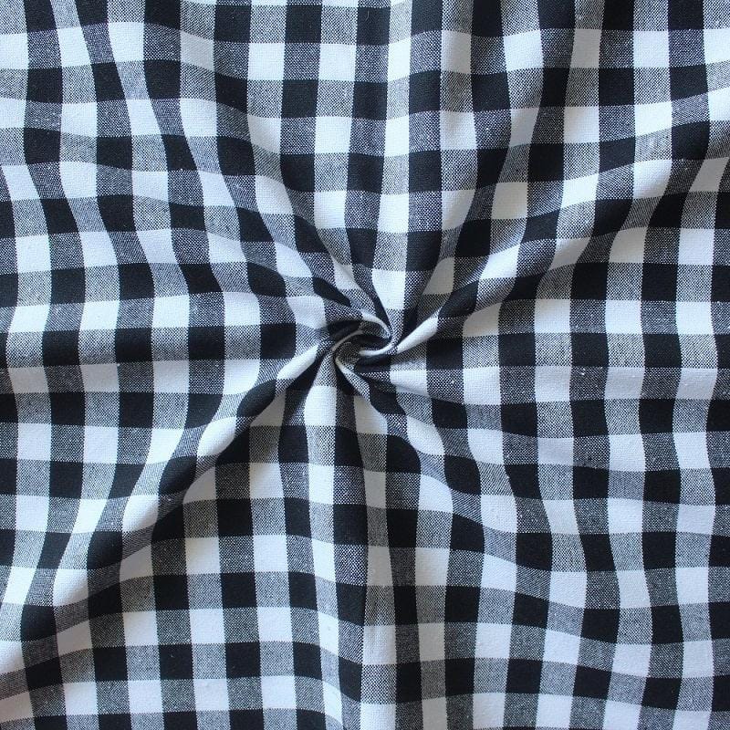 Cotton Gingham Check Black 7ft Door Curtains Pack Of 2 freeshipping - Airwill