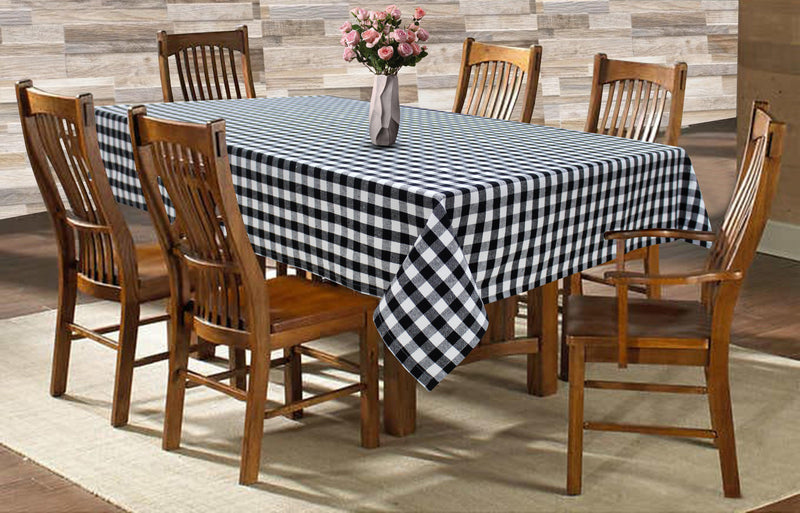 Cotton Gingham Check Black 6 Seater Table Cloths Pack Of 1 freeshipping - Airwill