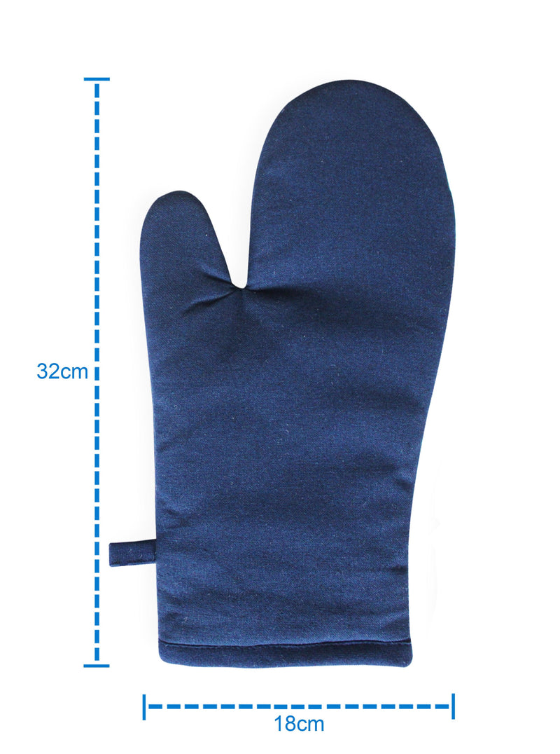 Cotton Solid Blue Oven Gloves Pack Of 2 freeshipping - Airwill
