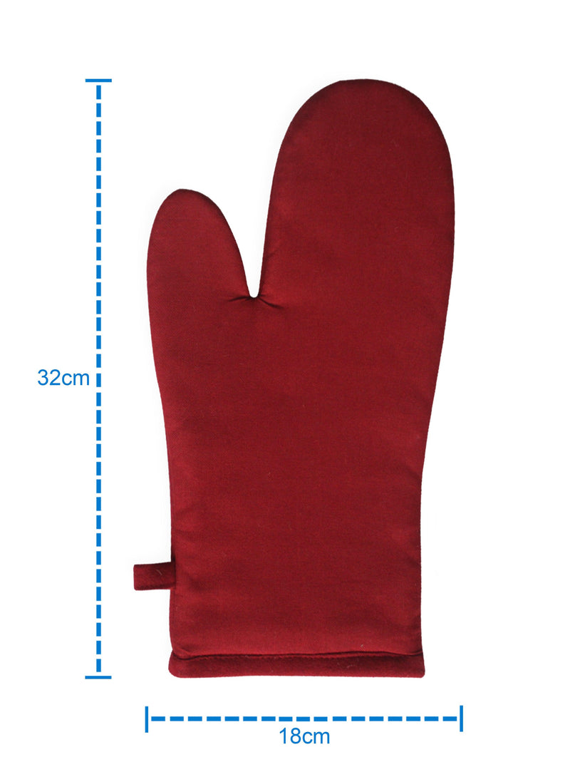 Cotton Solid Cherry Red Oven Gloves Pack Of 2 freeshipping - Airwill