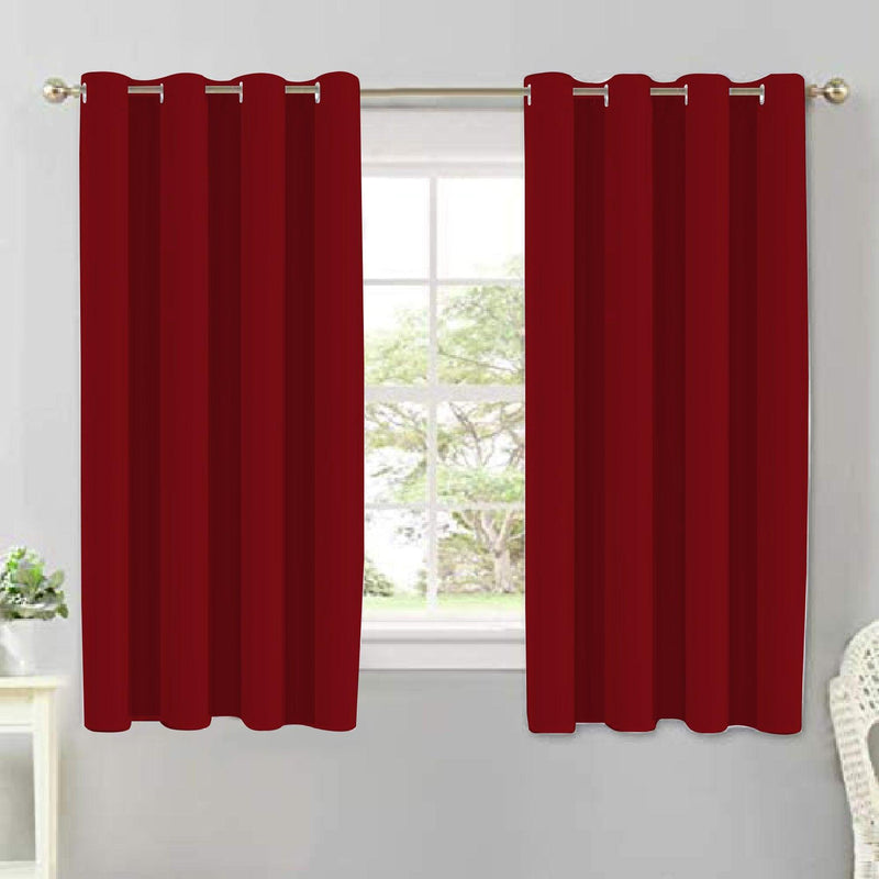 Cotton Solid Cherry Red 5ft Window Curtains Pack Of 2 freeshipping - Airwill