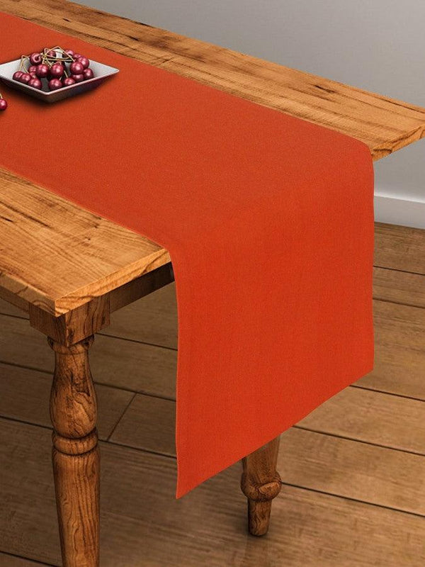 Cotton Solid Orange 4 Seater Table Runner Pack Of 1 freeshipping - Airwill