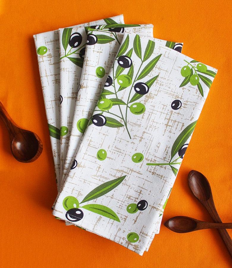 Cotton Anjoe Olive Leaf Kitchen Towels Pack Of 4 freeshipping - Airwill