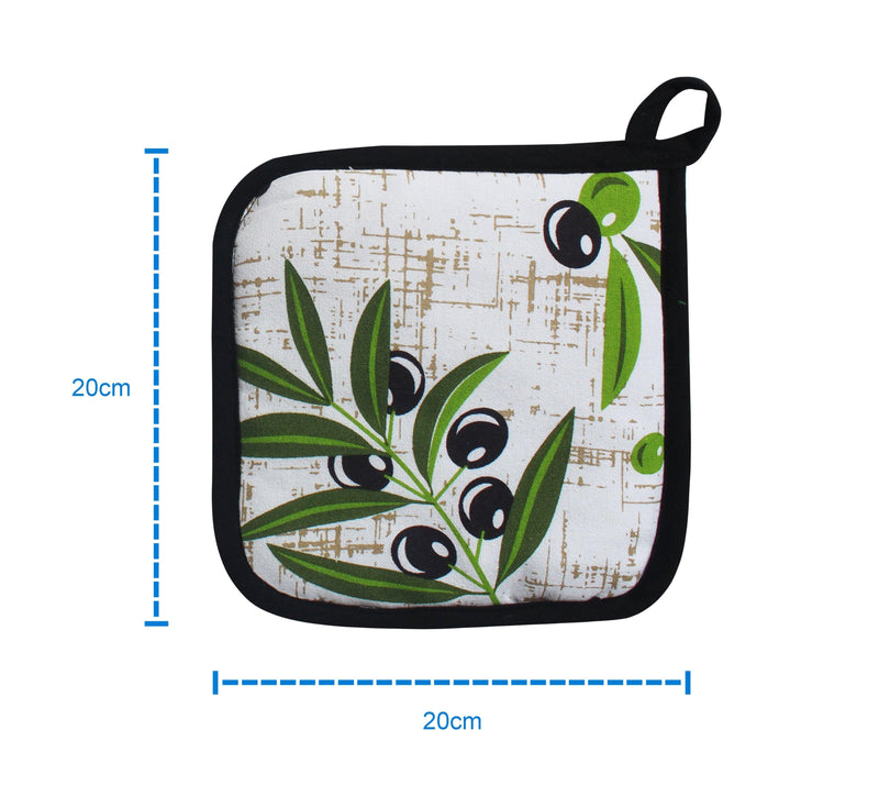 Cotton Anjoe Olive Leaf Pot Holders Pack Of 3 freeshipping - Airwill