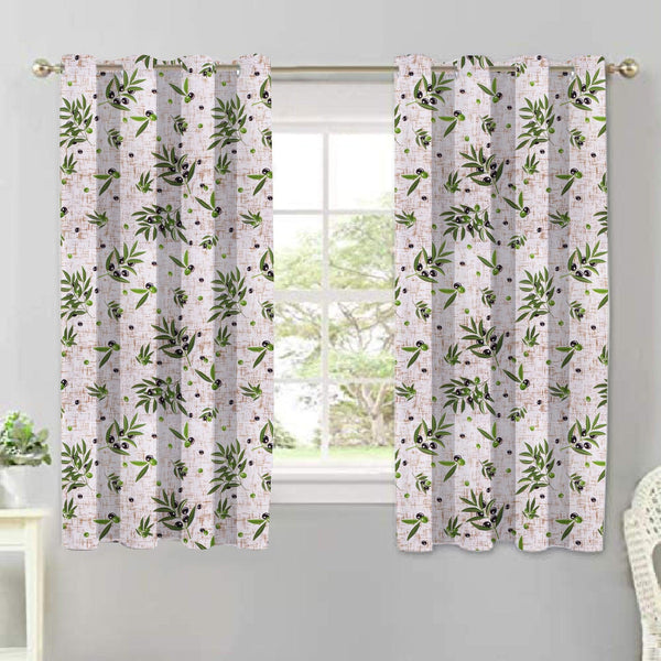 Cotton Olive Leaf 5ft Window Curtains Pack Of 2 freeshipping - Airwill