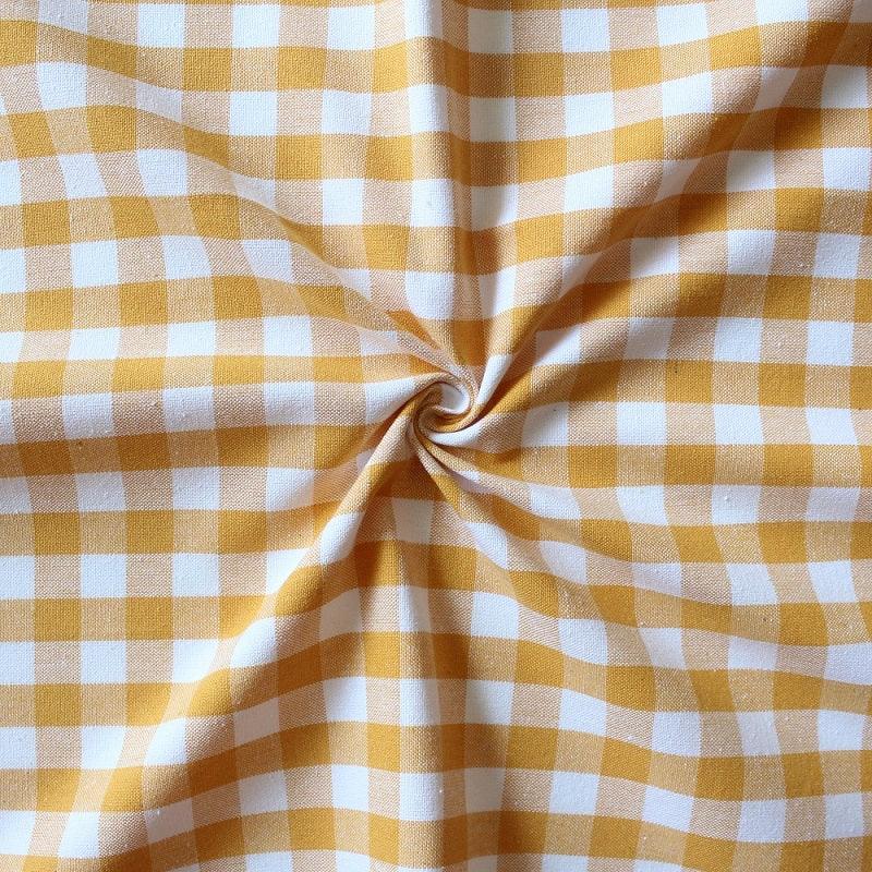 Cotton Gingham Check Yellow Long 9ft Door Curtains Pack Of 2 freeshipping - Airwill