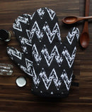Cotton Black Zig-Zag Black Oven Gloves Pack Of 2 freeshipping - Airwill