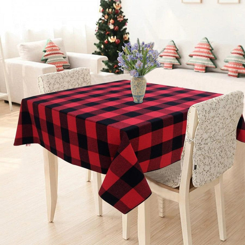 Cotton Xmas Check 2 Seater Table Cloths Pack Of 1 freeshipping - Airwill