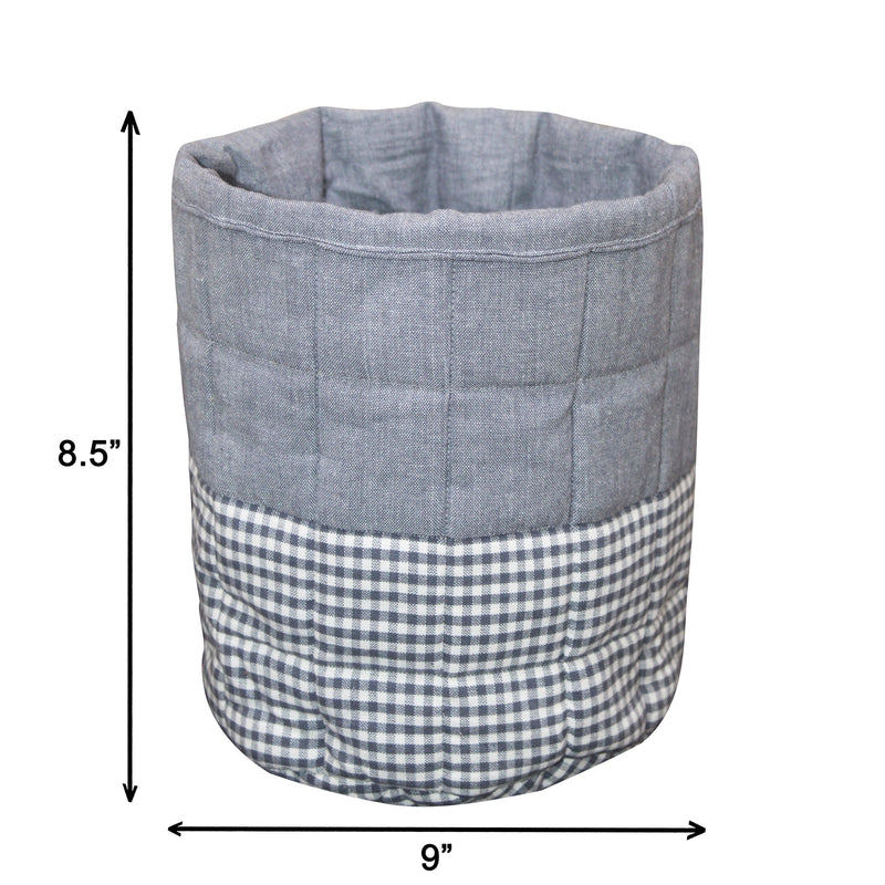 Cotton Check and Plain Blue Design Fruit Basket Pack Of 1 freeshipping - Airwill